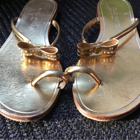 Louis Vuitton Gold Bow Sandals size 37 - Picture 2 of 15